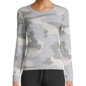 Brodie Cashmere Gray and Cream Camo Sweater